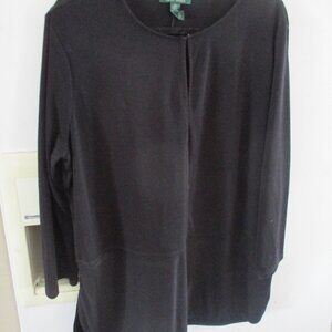 Lauren Ralph Lauren keyhole  Neck Jersey Top 3/4 Sleeve Black 2X